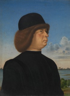 Portrait of Alvise Contarini(?); (verso) A Tethered Roebuck, ca. 1485-95. Creator: Jacometto Veneziano.