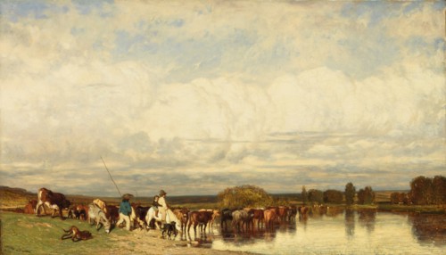 Cows Crossing a Ford, 1836. Creator: Jules Dupré.