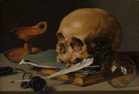 Still Life with a Skull and a Writing Quill, 1628. Creator: Pieter Claesz.