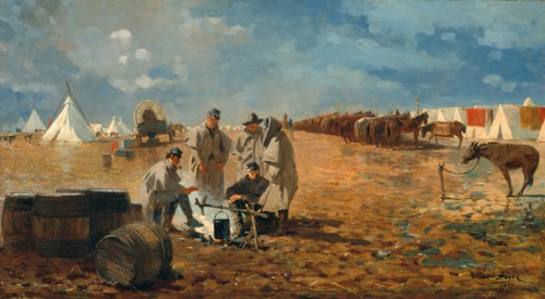 Rainy Day in Camp, 1871. Creator: Winslow Homer.