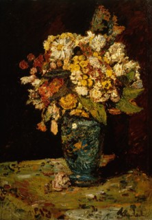 Flowers in a Blue Vase, 1879-1883. Creator: Adolphe Monticelli.