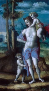Eve with Cain and Abel, 1520s. Creator: Bacchiacca.
