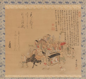 Pilgrims Travelling to Ise, 18th century. Creator: Chogo.