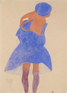 Standing Girl, Back View, 1908. Creator: Egon Schiele.