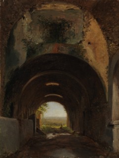 View in the Stables of the Villa of Maecenas, Tivoli, ca. 1805-10. Creator: Francois-Marius Granet.