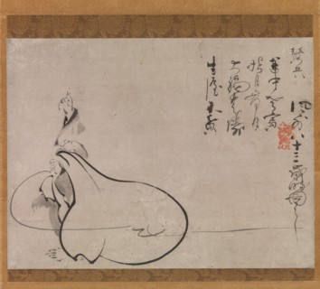 Hotei Pointing at the Moon, 1650. Creator: Fugai Ekun.