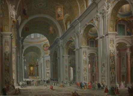 Interior of Saint Peter's, Rome, after 1754. Creator: Giovanni Paolo Panini.