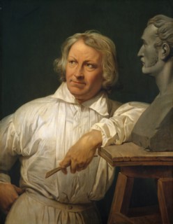 Bertel Thorvaldsen (1768-1844) with the Bust of Horace Vernet, 1833 or later. Creator: Emile Jean-Horace Vernet.