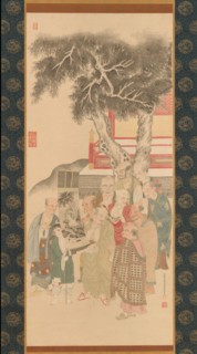 Ten Rakan Examining a Painting of White-Robed Kannon, 1792. Creator: Kato Nobukiyo.