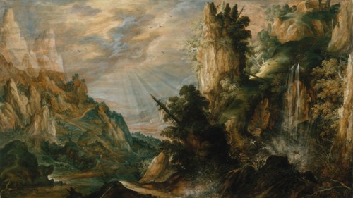 A Mountainous Landscape with a Waterfall, ca. 1600. Creator: Kerstiaen de Keuninck.