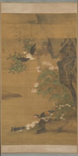 Mandarin ducks and cotton rose hibiscus. Creator: Lu Ji.