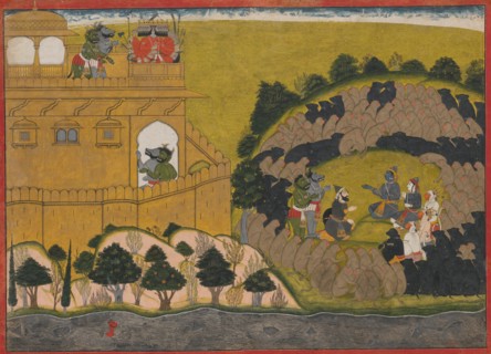 Rama Releases the Demon Spies Shuka and Sarana: Folio from the Siege of Lanka series , ca.1725. Creator: Manaku.
