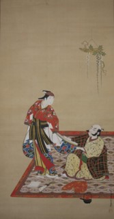 Samurai and Wakashu (Bushi to wakashu), early 18th century. Creator: Miyagawa Issho.