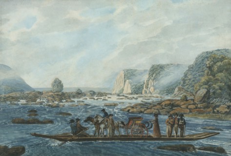 A Ferry Scene on the Susquehanna at Wright's Ferry, near Havre de Grace, 1811-ca. 1813. Creator: Pavel Petrovic Svin'in.