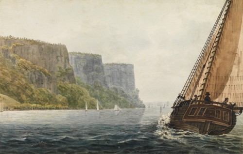 The Packet "Mohawk of Albany" Passing the Palisades, 1811-ca. 1813. Creator: Pavel Petrovic Svin'in.
