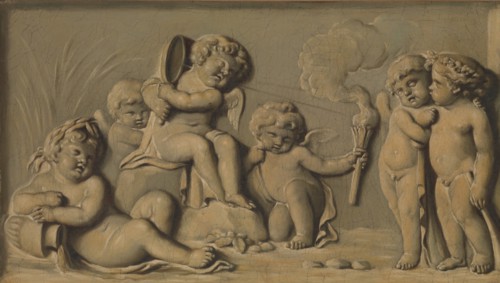 Amorini at play (one of a pair), 1770-90. Creator: Unknown.