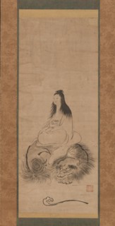 Monju on a Lion, late 15th century. Creator: Shusei.