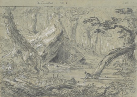 The Fountain, No. 1: The Wounded Indian Slaking His Death Thirst, 1843. Creator: Thomas Cole.