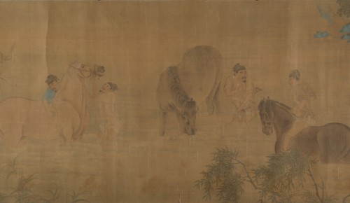 Washing Horses in a River, dated 1309. Creator: Unknown.