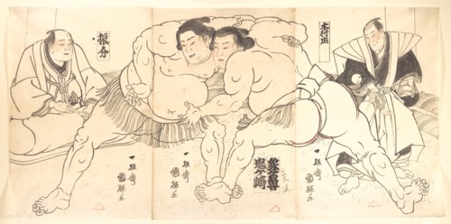 Sumo Wrestling, 19th century. Creator: Utagawa Kuniteru.