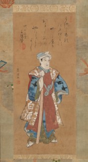 Bando Mitsugoro II as Shinbei in the Kabuki Play "Sukeroku", late 18th-early 19th century. Creator: Utagawa Toyokuni I.