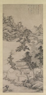 Lofty Scholar among Streams and Mountains, in the manner of Juran, late 17th century. Creator: Wang Jian.