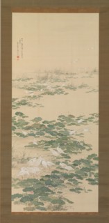 Egrets in a Lotus Pond, 1852. Creator: Yamamoto Baiitsu.