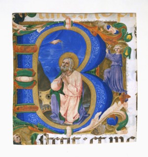 King David in Prayer in an Initial B, ca. 1450. Creator: Zanobi di Benedetto Strozzi.