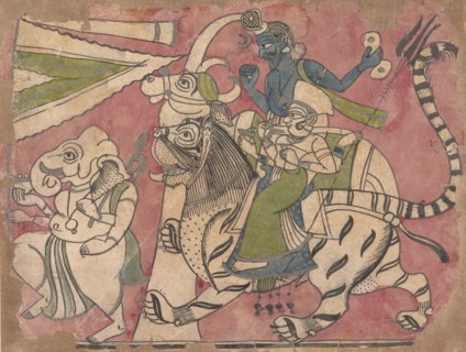 Ganesha Leads Shiva and Durga in Procession, 18th century. Creator: Unknown.