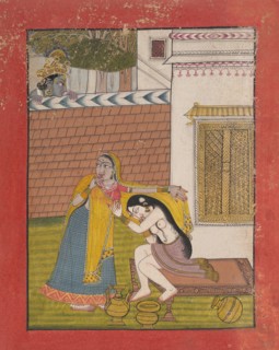 Krishna Spying on Radha, ca. 1780-90. Creator: Unknown.
