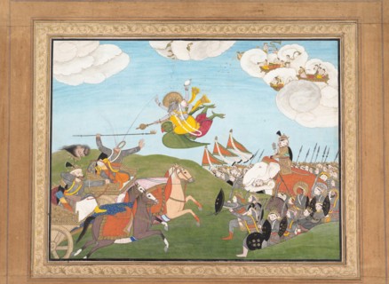 Vishnu as Varaha, the Boar Avatar, Slays Banasur, A Demon General..., ca.1800. Creator: Unknown.