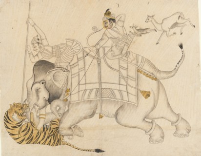 Maharao Shatru Sal II (1866-89) Hunting a Tiger, ca. 1866-89. Creator: Unknown.