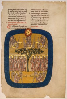 Leaf from a Beatus Manuscript: Angels Restrain the Four Winds..., ca. 1180. Creator: Unknown.