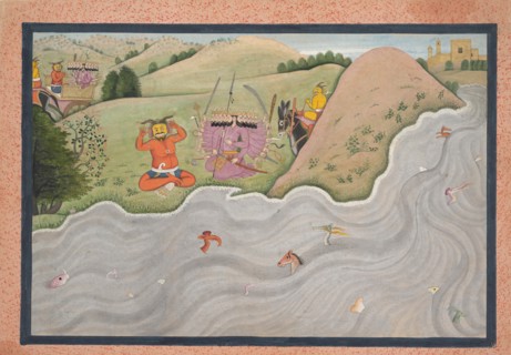 The Demon Marichi Tries to Dissuade Ravana... from a dispersed Ramayana series, ca. 1780. Creator: Unknown.