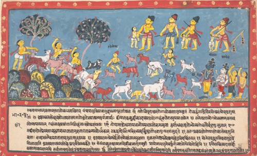 Krishna, Balarama, and the Cowherders... from a Dispersed Bhagavata Purana..., 1800-1825. Creator: Unknown.