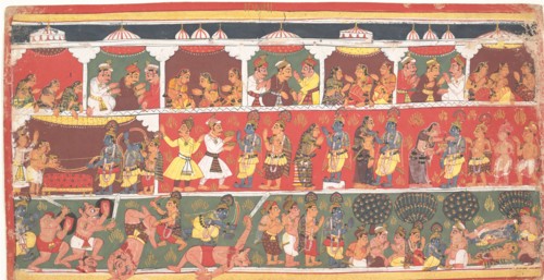 Encounters in Mathura: Page from a Dispersed Bhagavata Purana..., ca. 1700. Creator: Unknown.