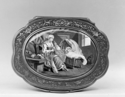 Snuffbox with domestic scene, third quarter 18th century. Creator: Unknown.