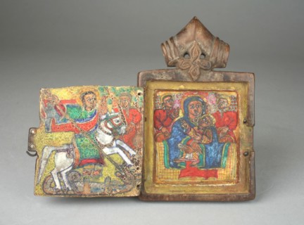 Pendant Icon: St. George, Virgin and Child Enthroned, 18th century. Creator: Unknown.