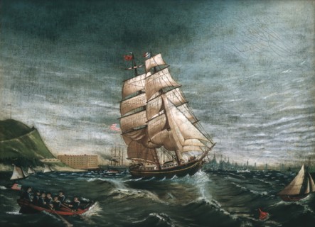 Ship in New York Harbor, ca. 1890. Creator: Unknown.