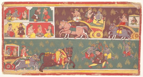 Episodes from Krishna's Life: Folio from a Bhagavata Purana (Ancient Stories of Lord Vishnu), c1700. Creator: Unknown.
