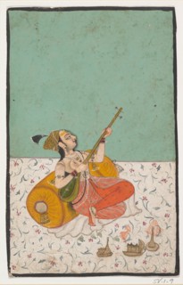 Lady Musician Playing a Sitar, ca. 1800. Creator: Unknown.