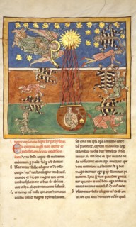Leaf from a Beatus Manuscript: at the Clarion of the Fifth Angel's Trumpet..., ca. 1180. Creator: Unknown.