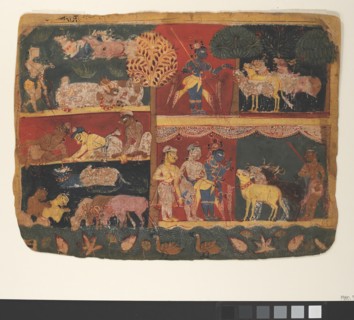 Krishna and the Cowherds: Page from a Dispersed Bhagavata Purana..., ca. 1520-30. Creator: Unknown.