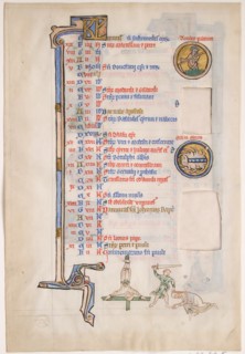 Manuscript Leaf with June Calendar, from a Royal Psalter, 13th century. Creator: Unknown.
