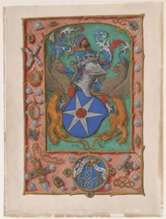 Manuscript Leaf with Coat of Arms, from a Book of Hours, ca. 1500. Creator: Unknown.