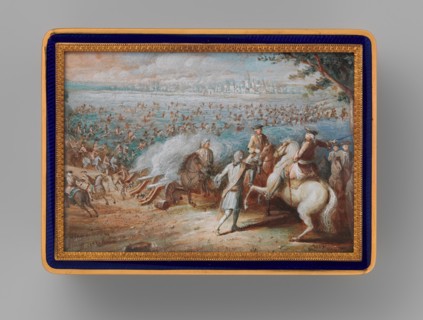 Snuffbox with four maritime scenes; Louis XIV crossing the Rhine in 1672, 1798-1838. Creator: Adrien Jean Maximilien Vachette.