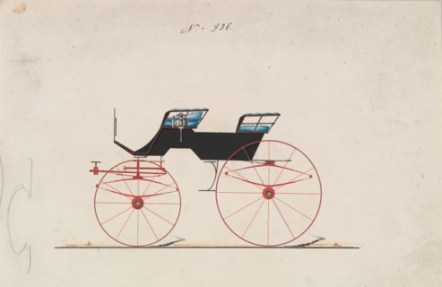 Design for 4 seat Phaeton, no top, no. 936, 1850-70. Creator: Brewster & Co.