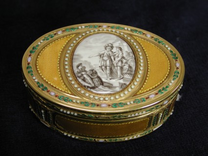 Snuffbox with miniature depicting departure of Telemachus from Egypt, 1780-81. Creator: Charles Ouizille.