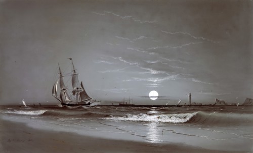 Entrance to Harbor?Moonlight, 1881. Creator: David Johnson Kennedy.