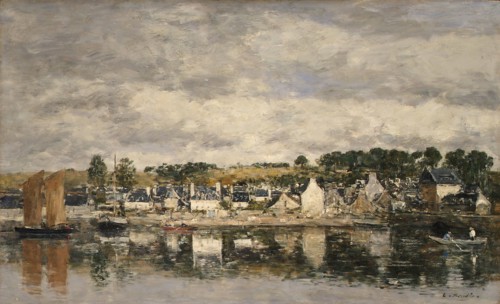 Village by a River, probably 1867. Creator: Eugene Louis Boudin.